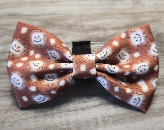Snowmelt Cocoa Print Dog Bow Tie: Boy Dog Puppy Accessory (4.5" x 3.75")