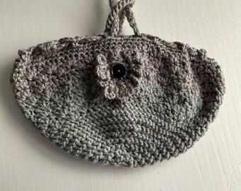 Gray Bucket Handmade Crocheted Tote Medium Size