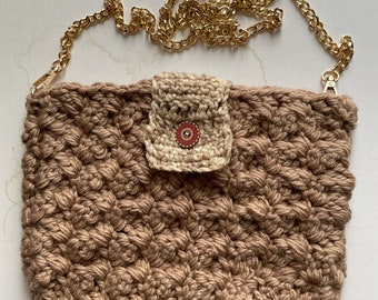 Beige Crocheted Bag Any Occasion Medium