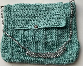 Mint Green Hand Crocheted Lined Large Bag