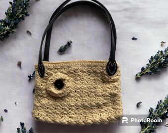 Cream Handbag crocheted Fully Lined Hand Crocheted Bag