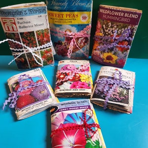 Vintage Flower Seed Packet Purse or Pocket Note Junk Journal Gift
