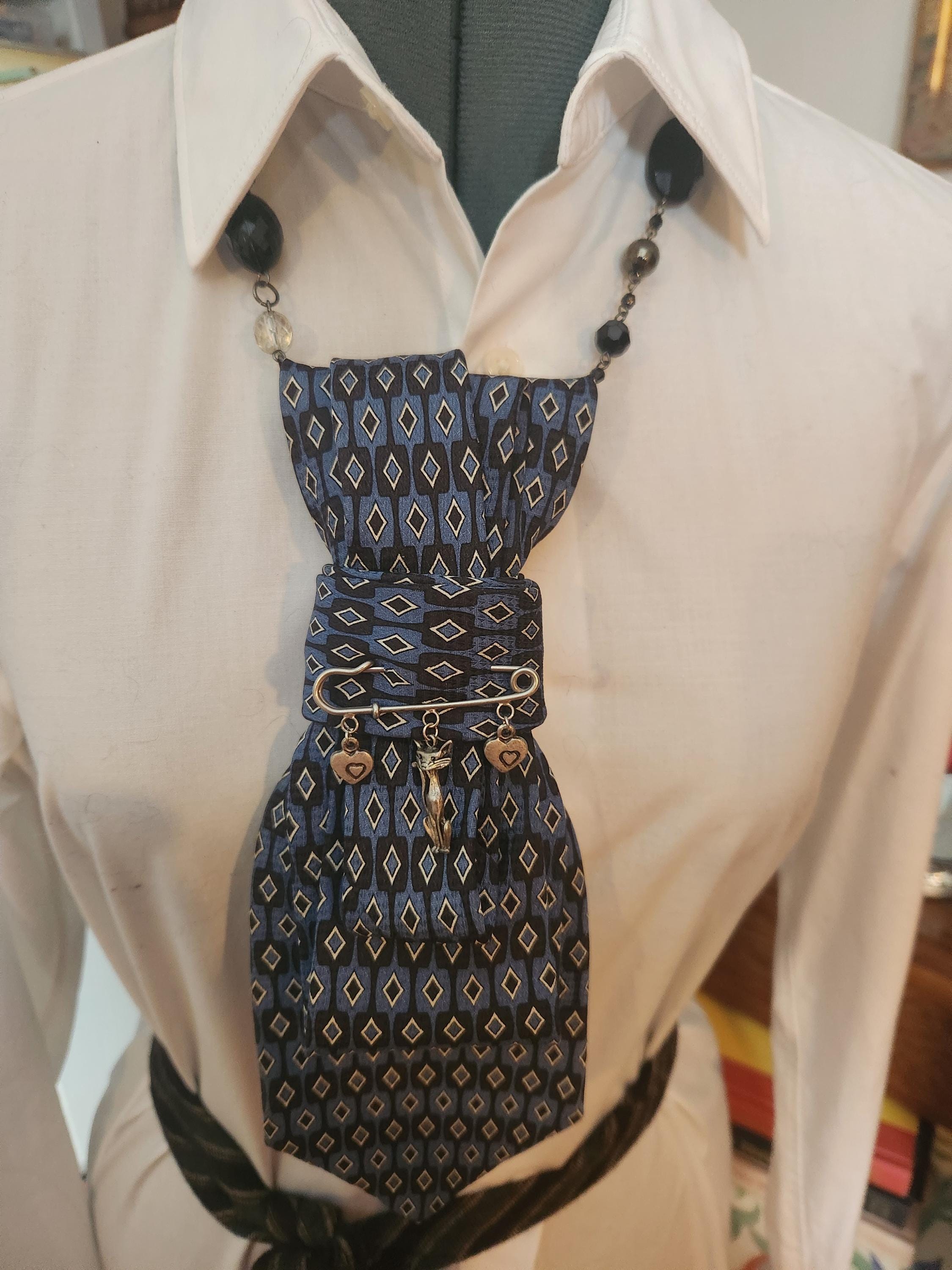 Necktie Necklace Navy - Etsy
