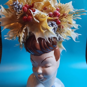 Glamour Girl 6&quot; head vase adorned for Holidays