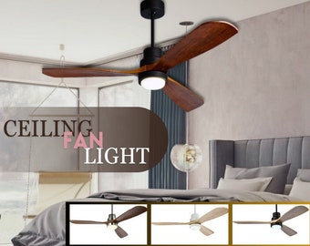 Wooden Ceiling Fan Lights Ceiling Fans with Lights Remote Control Indoor Outdoor Wood Ceiling Fan with 3 Blade