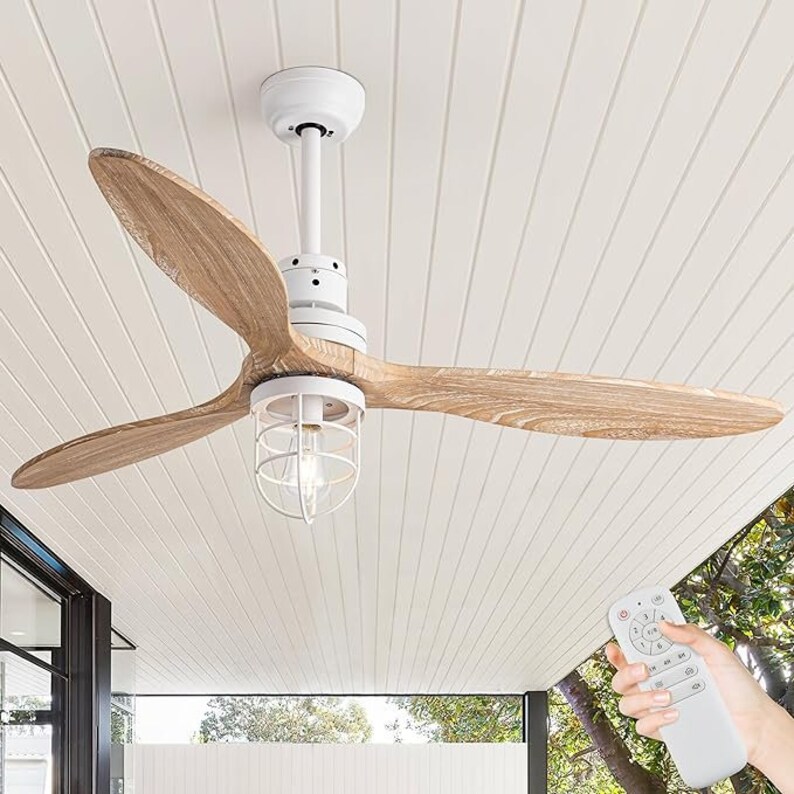 Simple and Chic Wooden Ceiling Fan Light, 52in Industrial Outdoor
