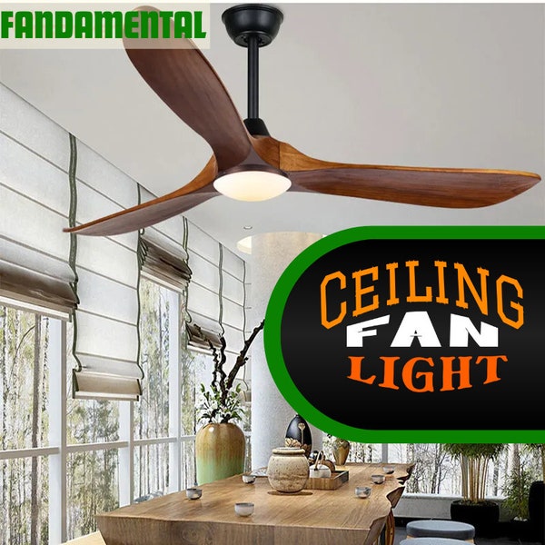 Natural Luxury wooden ceiling fan light, Home Decorative Pendant Fan With Lamp Dual control