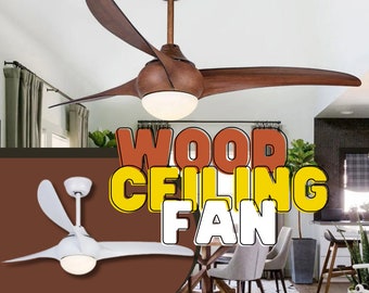 Old Type Wooden Ceiling Fan,room ceiling fan with light & Remote Control LED pendant Fan Chandelier 52 Inch Three-Blade Ceiling fan