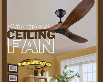 Ceiling Fan 52 60 70 Inch Ceiling Fan Industrial Vintage Wooden Ventilator No Light Remote Control Decorative Blower Wood Retro Large Fans