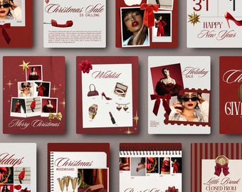 Plantillas navideñas para Instagram, publicaciones navideñas para redes sociales, plantillas editoriales para Instagram, plantillas editables de Canva