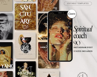 Spiritual Coach Instagram Templates, Holistic Wellness Canva Posts