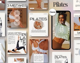 Pilates Instagram Templates, Wellness Canva Posts (Digital Download)