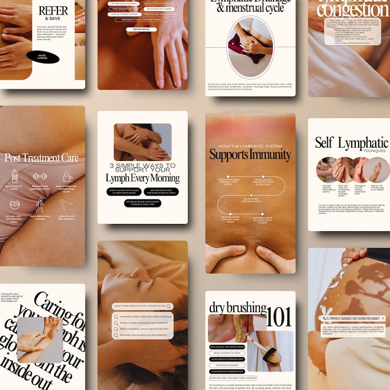 Lymphdrainage Massage Instagram Templates, Spa Social Media (Digitaler Download) Bild 9
