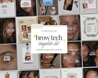 Brow Tech Instagram Post Templates for Brows Technician Viral Scrapbook Post, Brow Lamination Canva Editable