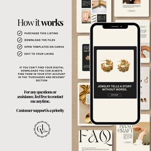 Modelos de posts para Instagram sobre joias de luxo, pacote permanente e editável para redes sociais no Canva. imagem 9