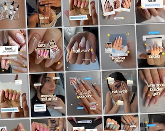Nail Tech Instagram Templates: Canva Editable Social Media Posts for Nail Artists (Digital Download)