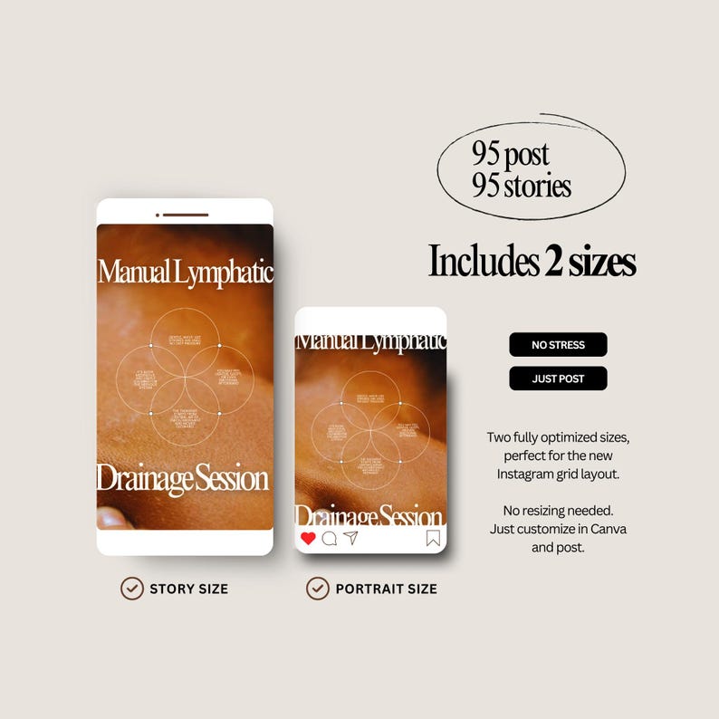 Lymphdrainage Massage Instagram Templates, Spa Social Media (Digitaler Download) Bild 4