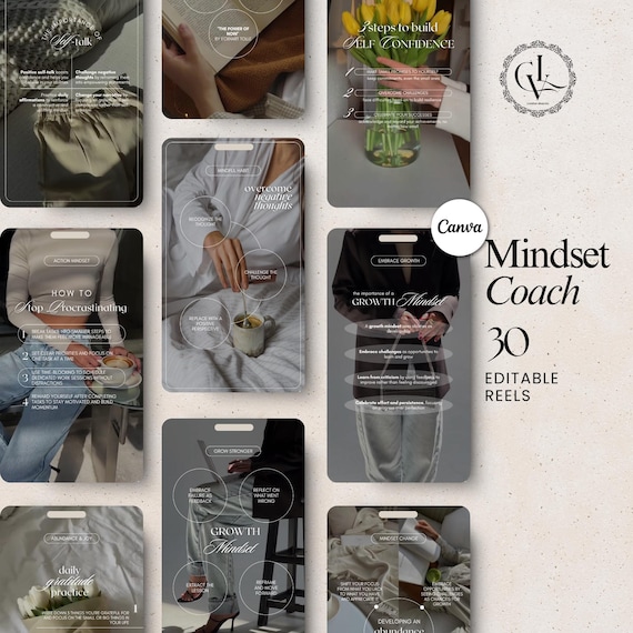 Mindset Coach Instagram Reels Templates: Faceless, Editable (Digital Download)