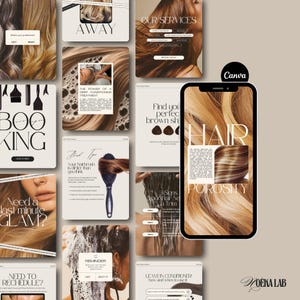 Hair Salon Instagram Post Templates, Hairstylist Social Media, Canva Editable