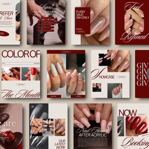 Nail Tech Instagram Templates, Nails Social Media Pack: Digital Download, Canva Editable Posts & Stories