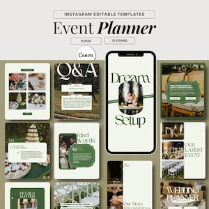 Wedding Planner Instagram Post Templates Event Planner Social Media Posts, Wedding Planner Instagram Posts, Luxury Event Planner Post