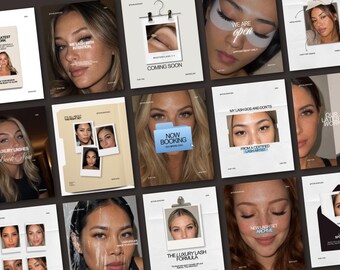 Lash Tech Instagram Templates Luxury Lash Lift Social Media Scrapbook Canva Kit (Digital Download)