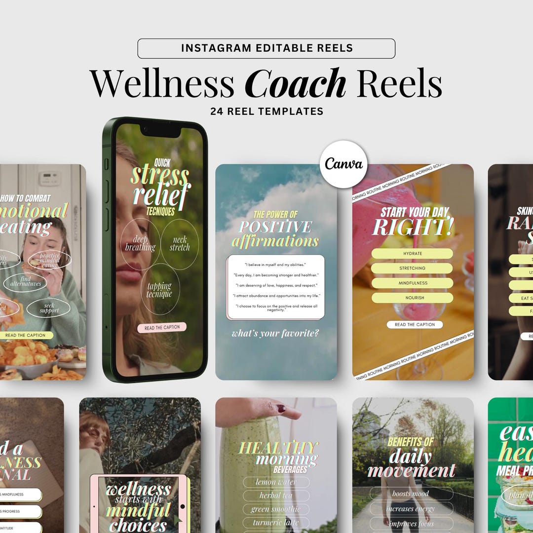 Wellness Coach Instagram Reels Templates | Faceless Content (digital ...