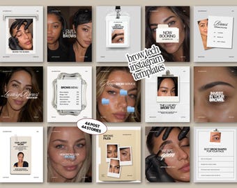 Brow Tech Instagram Post Templates for Brows Technician Viral Scrapbook Post, Brow Lamination Canva Editable