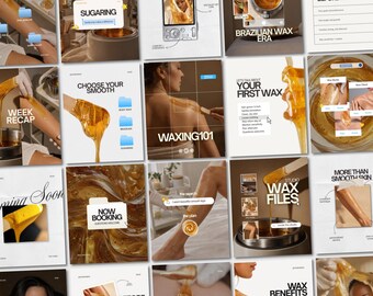 Waxing Instagram Post Templates, Esthetician Wax Studio Social Media Pack: Canva Templates