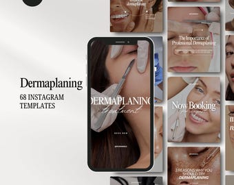 Instagram Templates for Dermaplaning Skincare Clinic Social Media Medspa Post (Canva Editable)
