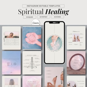 Spiritual Healing Instagram Templates: Mystic Coach, Energy Healer (50 Post)