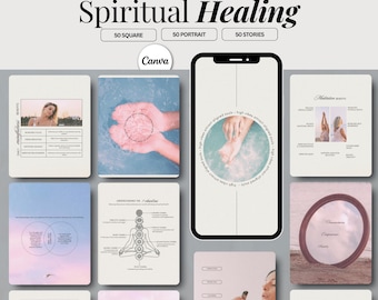 Spiritual Healing Instagram Templates: Mystic Coach, Energy Healer (50 Post)