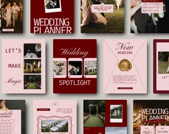 Plantillas para publicaciones de Instagram para organizadores de bodas, plantillas editables de Canva para organizadores de eventos (descarga digital)