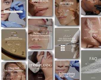 Dermaplaning Instagram Post Templates, Skincare Clinic Social Media Medspa Post (Canva)