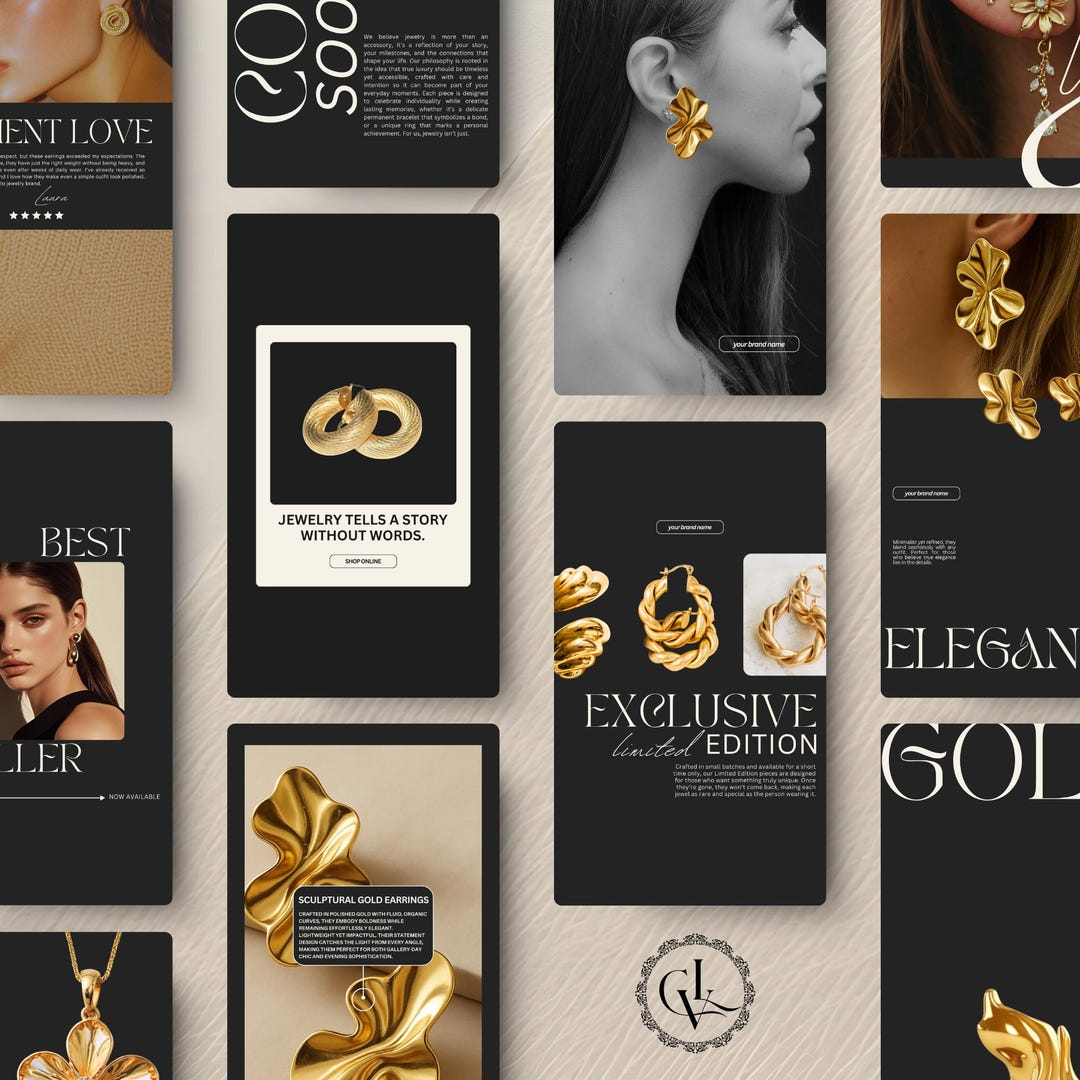 Jewelry Instagram Post Templates, Canva Editable Social Media (digital ...