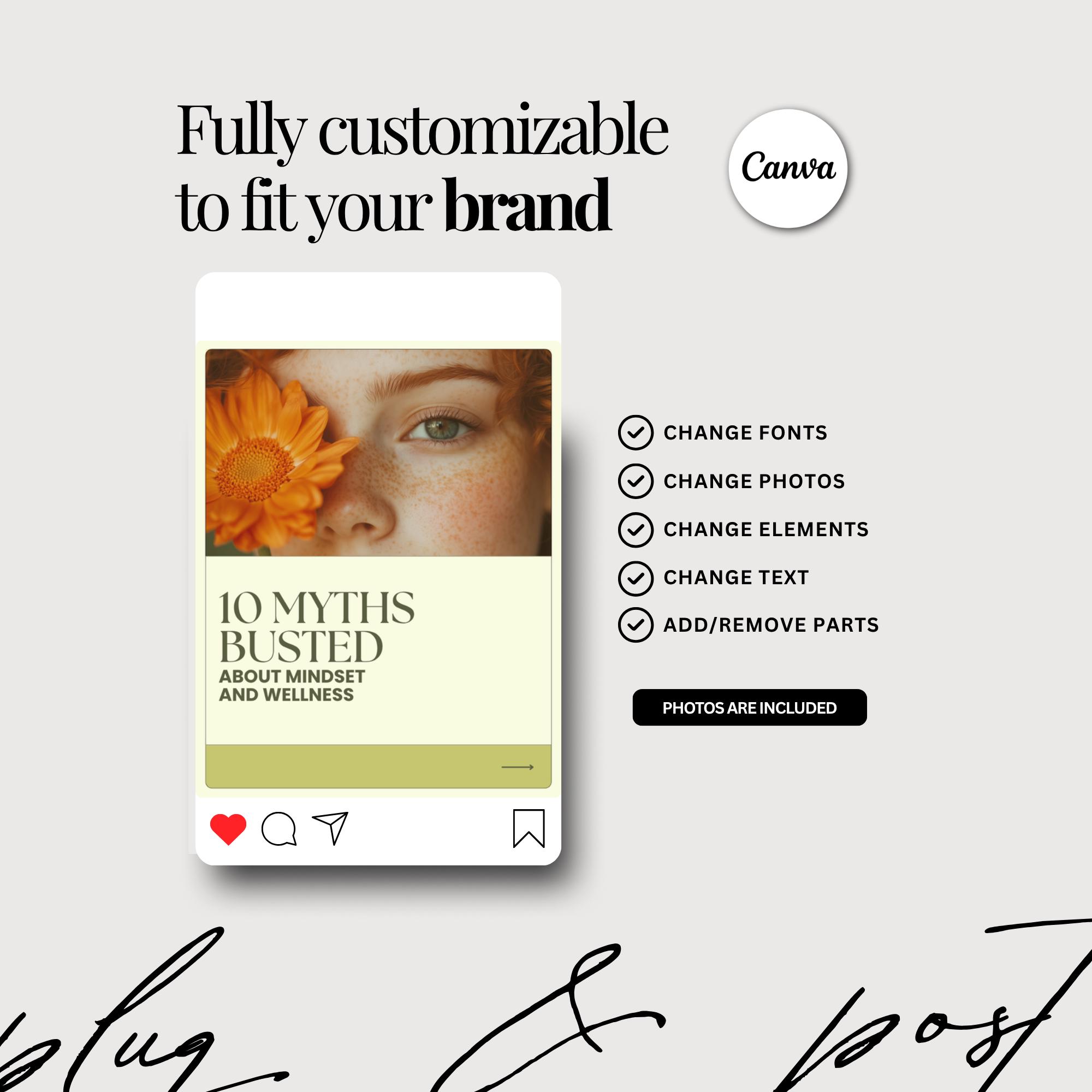 Mental Health Instagram Templates | Therapist Wellness Coach Canva ...