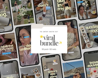 Viral Instagram Templates Bundle for Content Creator, UGC Social Media Post, Viral Reels Canva Editable
