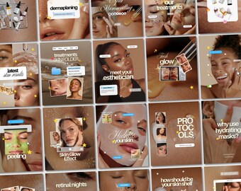 Skincare Instagram Templates for Esthetician Content Creators Medspa Social Media Editable Canva Trendy Post