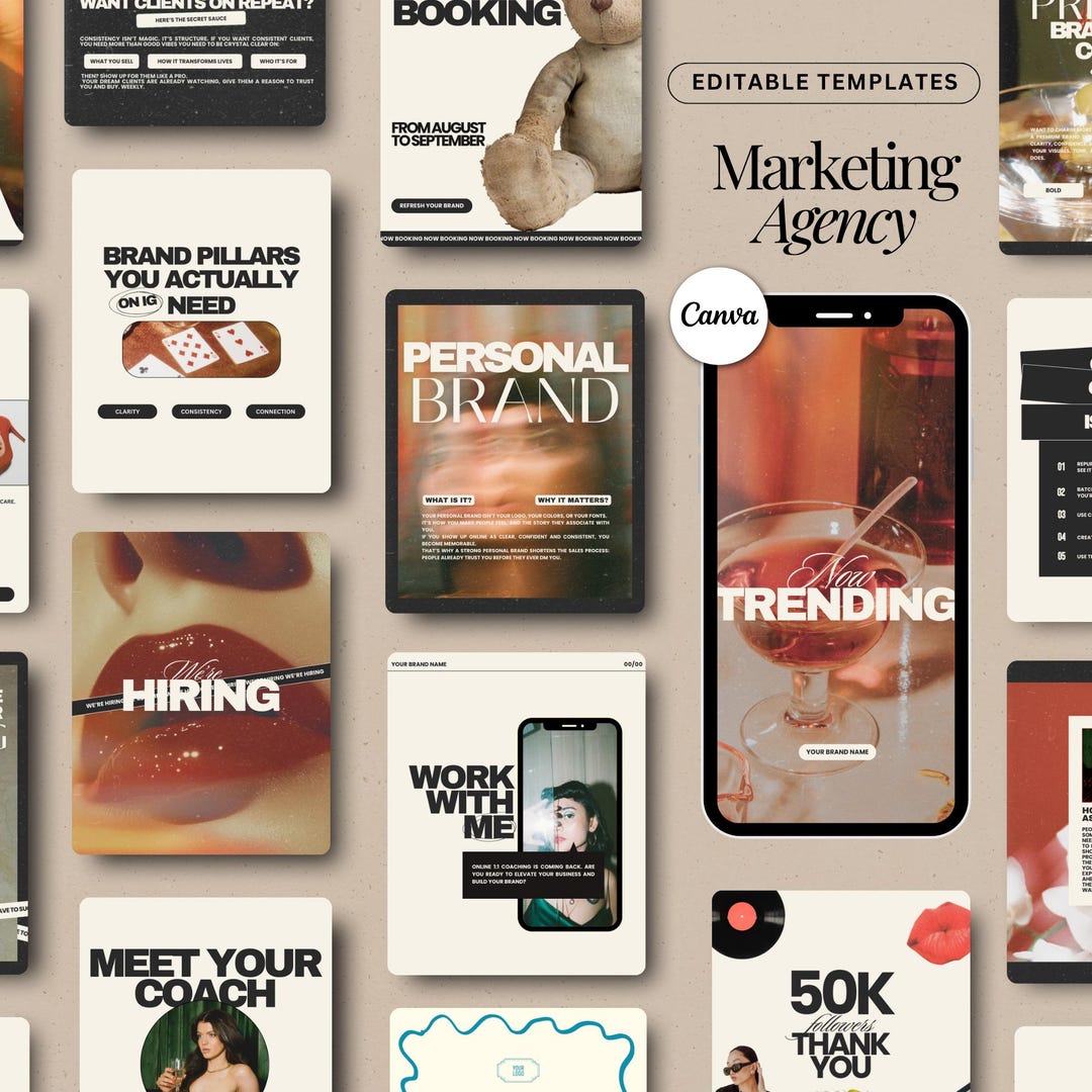 Business Coach Instagram Templates for Social Media Manager, Editable ...