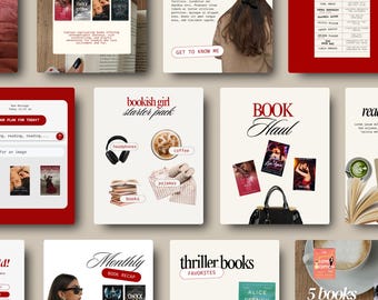 Plantillas de Instagram para Bookstagram, publicaciones para amantes de los libros, autores de publicaciones en redes sociales, creador de contenido literario