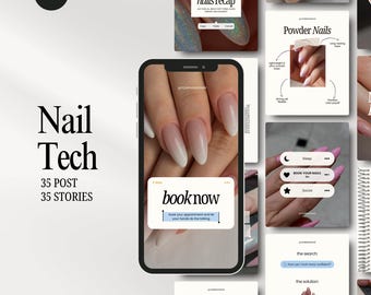 Instagram Templates for Nail Tech Social Media Nail Artist Salon Studio Marketing, Canva Editable