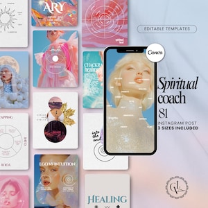 Spiritual Coach Instagram Post Canva Editable Wellness Coach Posts Holistic Life Coach Social Media Post for Spiritual Coach Post Templates