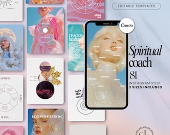 Spiritual Coach Instagram Templates, Editable in Canva