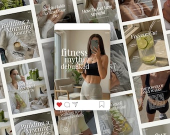 Wellness Instagram Templates, Health Coach, Nutritionist, Canva Social Media Kit
