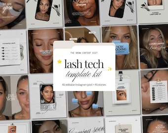Lash Tech Instagram Templates Luxury Lash Lift Social Media Scrapbook Canva Kit (Digital Download)