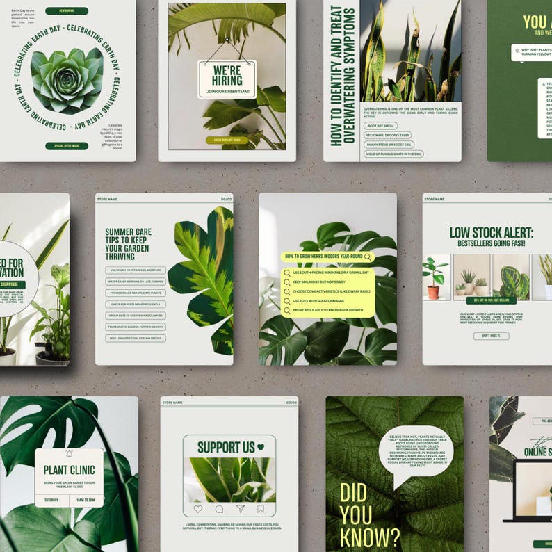Plant Shop Instagram Post Templates, Garden Store Canva Templates ...