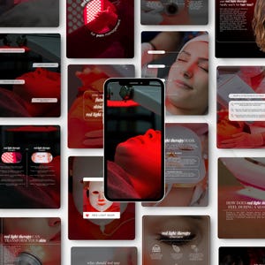 Modelli Instagram per terapia con luce rossa Post con luce rossa per la cura della pelle Modelli Instagram per estetista Post con luce rossa per terapia con LED