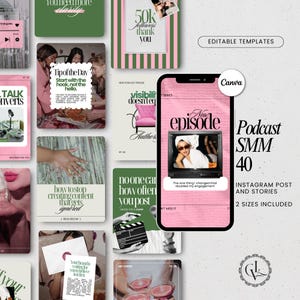 Instagram post for podcast, Podcast instagram, SMM Instagram Templates, Social Media Manager Instagram, Coach Instagram Canva Templates