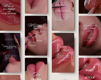 Plantillas de Instagram Reel de PMU: Reels de rubor labial, maquillaje permanente