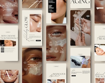 Microneedling Instagram Stories, Esthetician Social Media Story, Facial Treatment, Medspa, Skincare Stories: Canva Editable